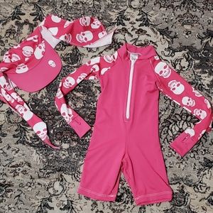 Toddler Skull Swimsuit and Hat